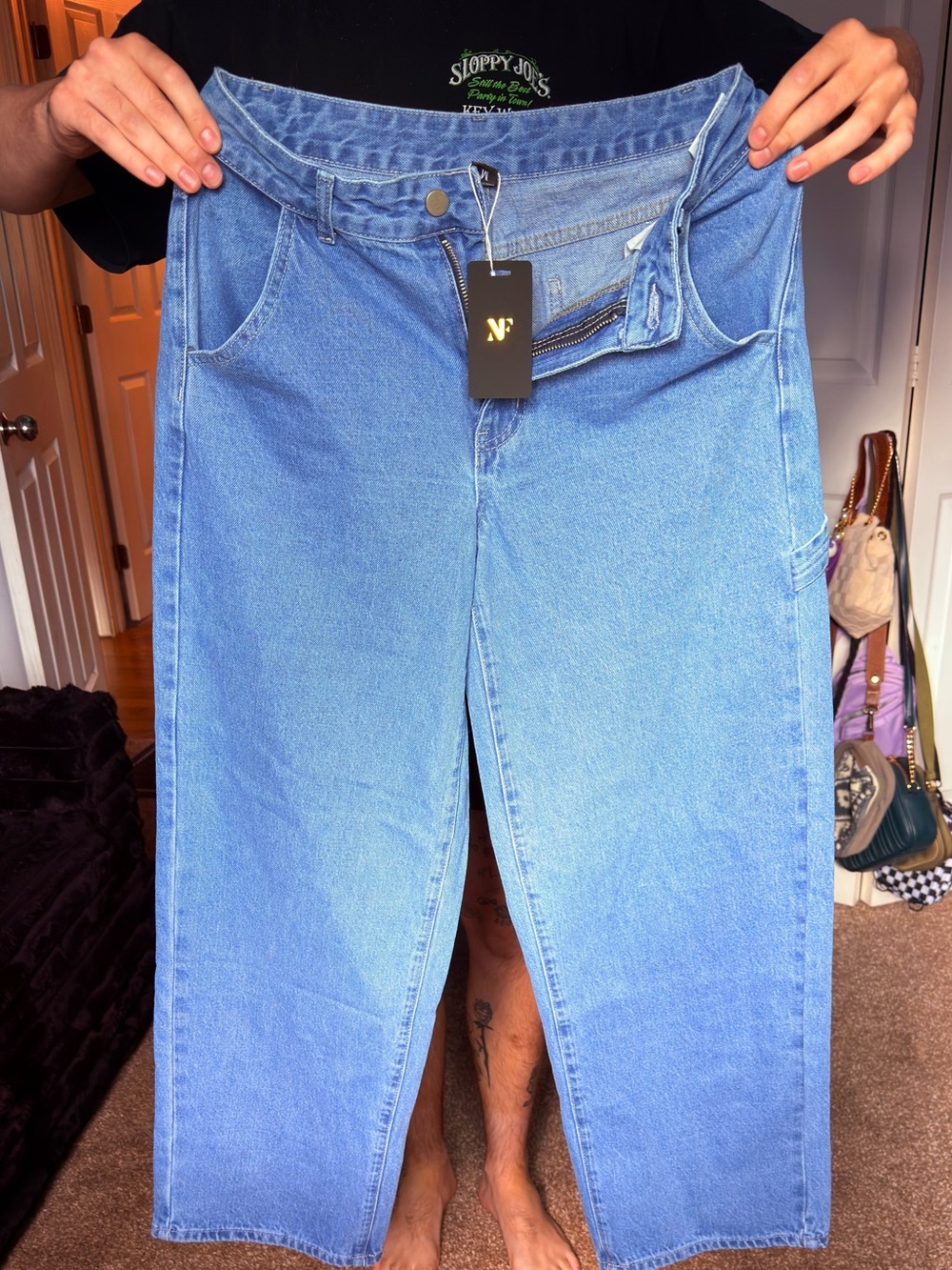 Wide Leg Light Blue Denim Jeans
